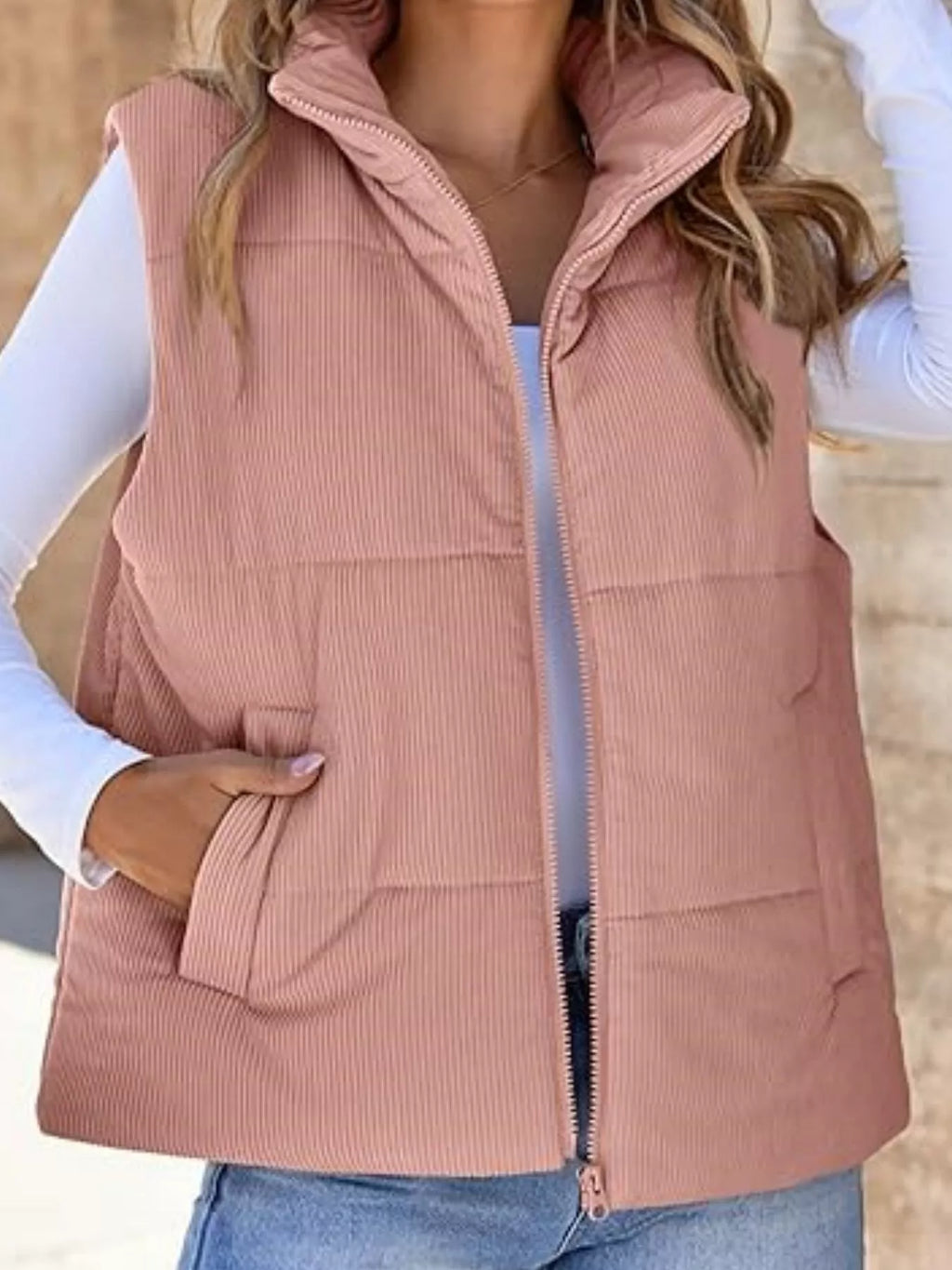 Corduroy Zip Up Vest Coat (12)