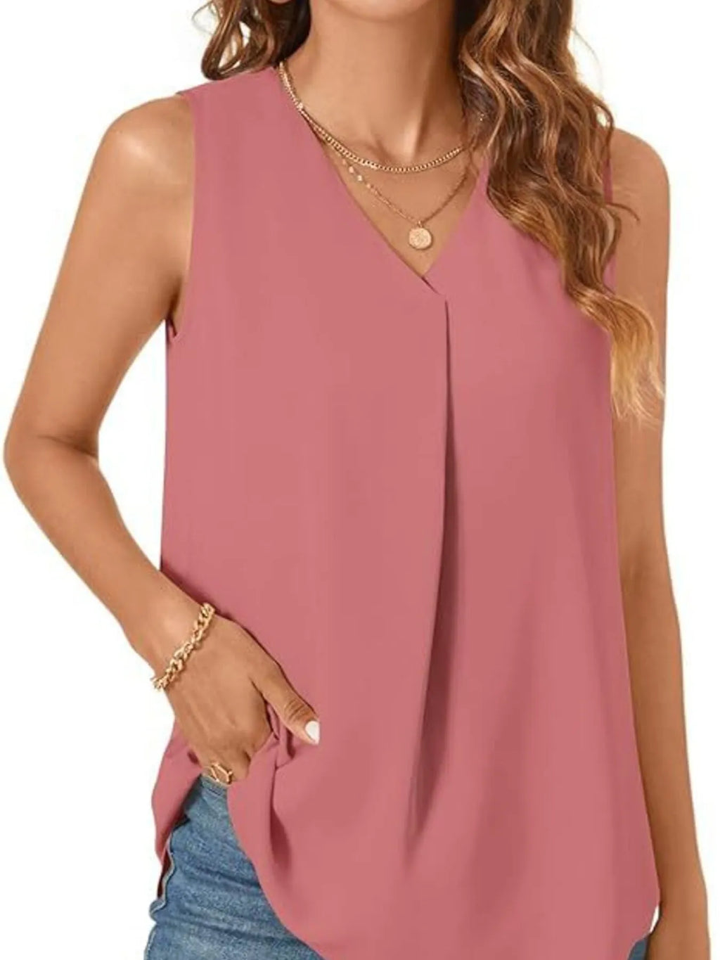 Full Size V-neck Sleeveless Tank Top Plus (6)