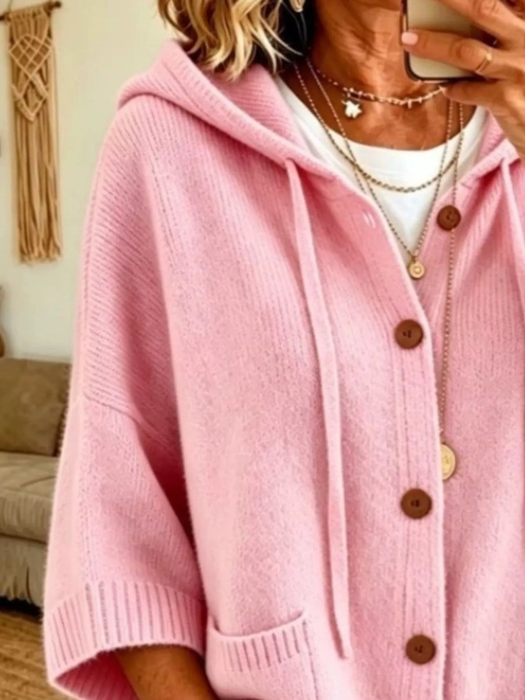 Hooded Button-down Knit Cardigan (13)