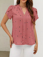 Heart Print Petal Sleeve Blouse (9)