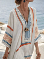 Full Size Printed V-neck Maxi Dress Plus (2)