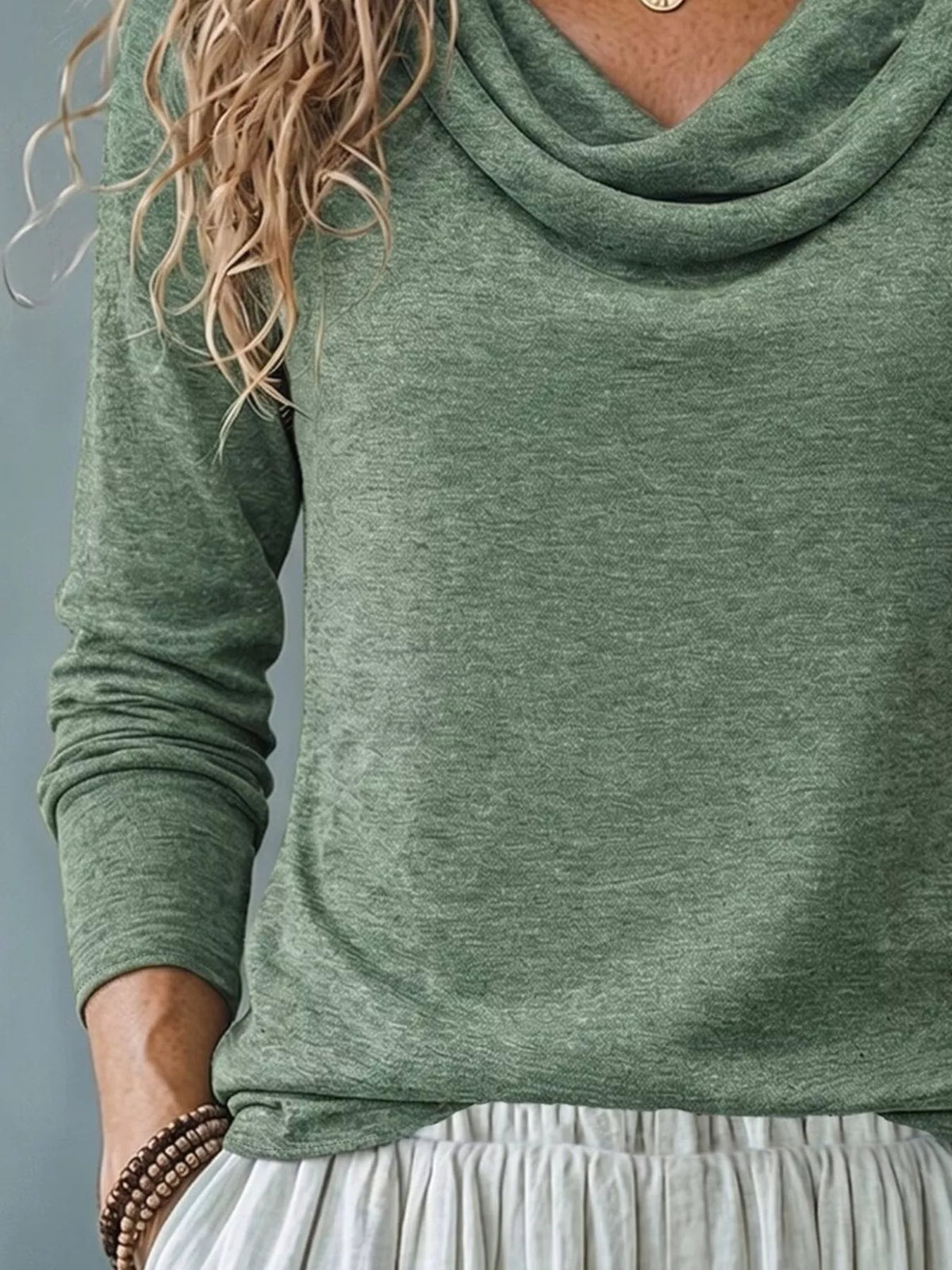 Cowl Neck Long Sleeve T-shirt (6)