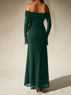 Glitter Off-shoulder Maxi Dress (10)