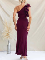 One-shoulder Floral Trim Sleeveless Maxi Dress (10)
