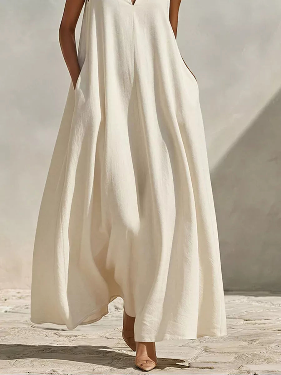 Sleeveless Maxi Dress Side Pockets (3)