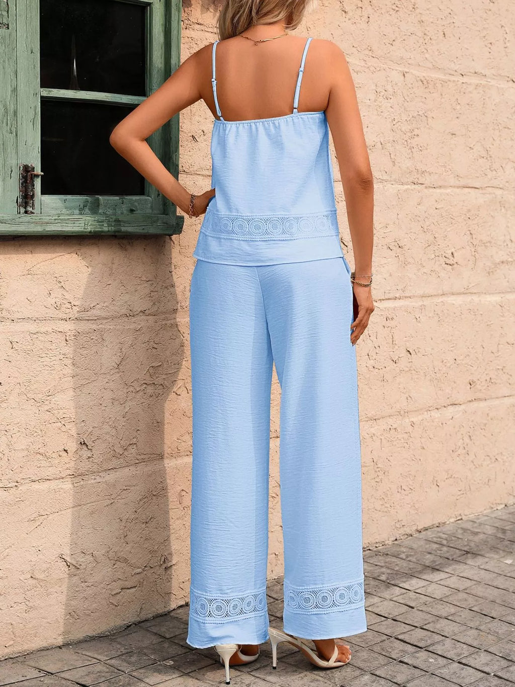 Lace Trim Cami Wide Leg Pants Set (14)