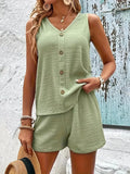 V-neck Tank Top Shorts Set