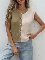 Two-tone Button Up Cardigan (6)