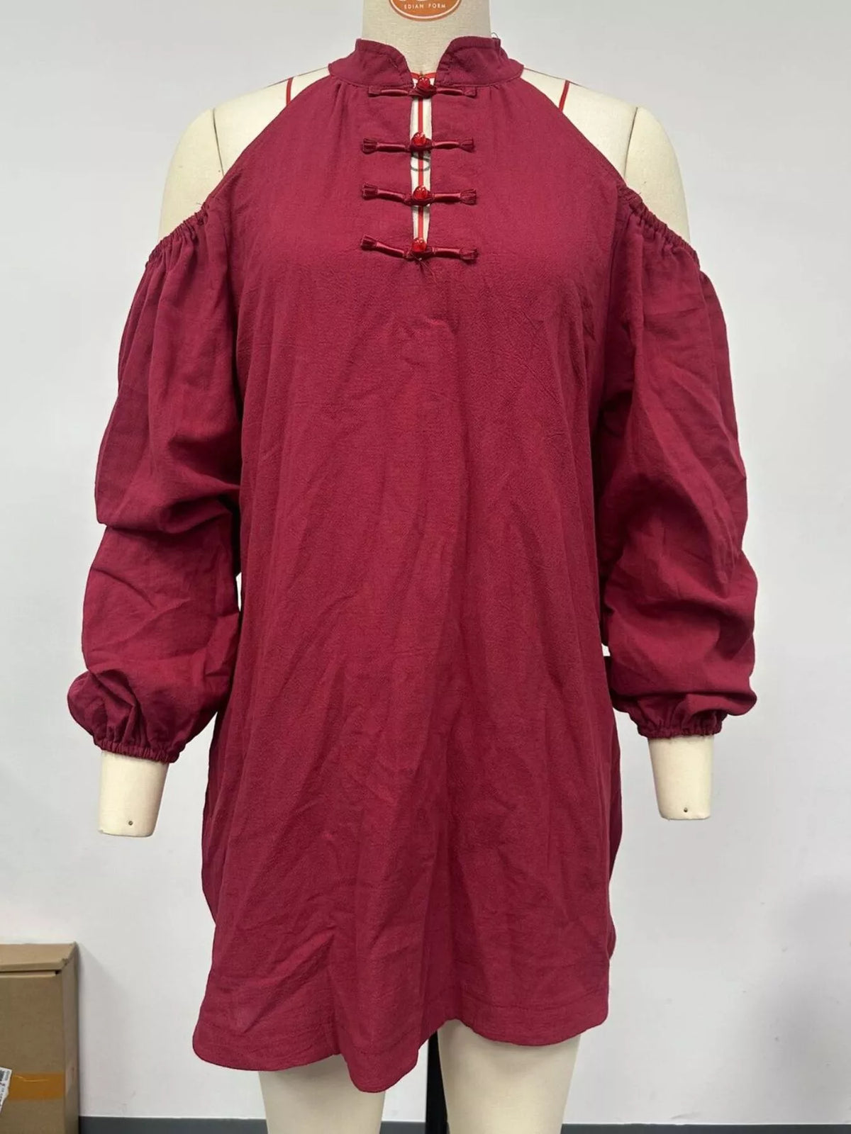 Cold-shoulder Balloon Sleeve Mini Dress (9)