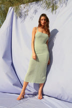 Summer Thin Hollow High Elastic Ice Silk Midi Dress photo 12