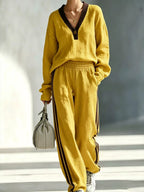 Long Sleeve Top Side-striped Joggers Set (7)