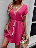 V-neck Short Sleeve Mini Dress (21)
