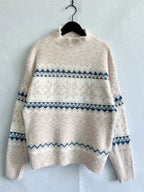Geometric Mock Neck Dropped Shoulder Sweater (7)