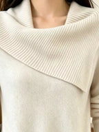 Full Size Asymmetric Ribbed Collar Sweater Plus (2)