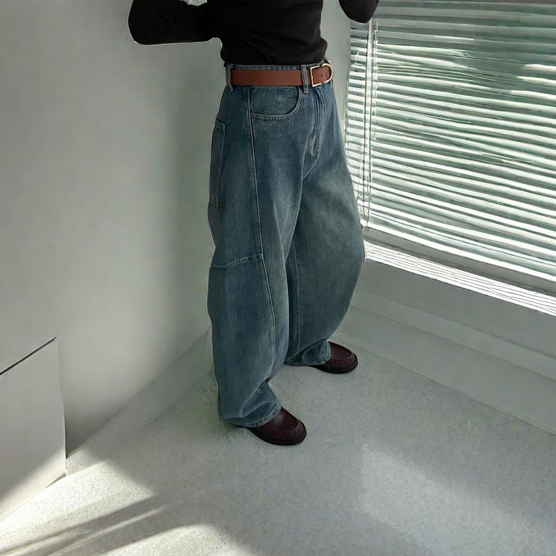 Light Deconstruction Split Tangent Loose Curved Banana Jeans photo 2