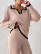 Contrast Trim Polo Collar Sweater (3)