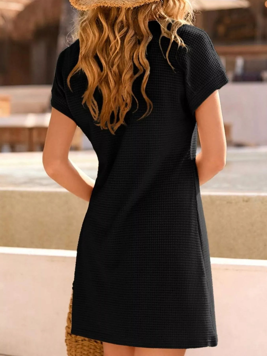 Waffle Knit Short Sleeve Dress (19)
