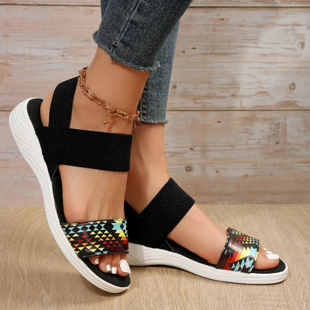 Pu Leather Open Toe Low Heel Sandals (3)