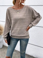 Ribbed Round Neck Long Sleeve Top (4)
