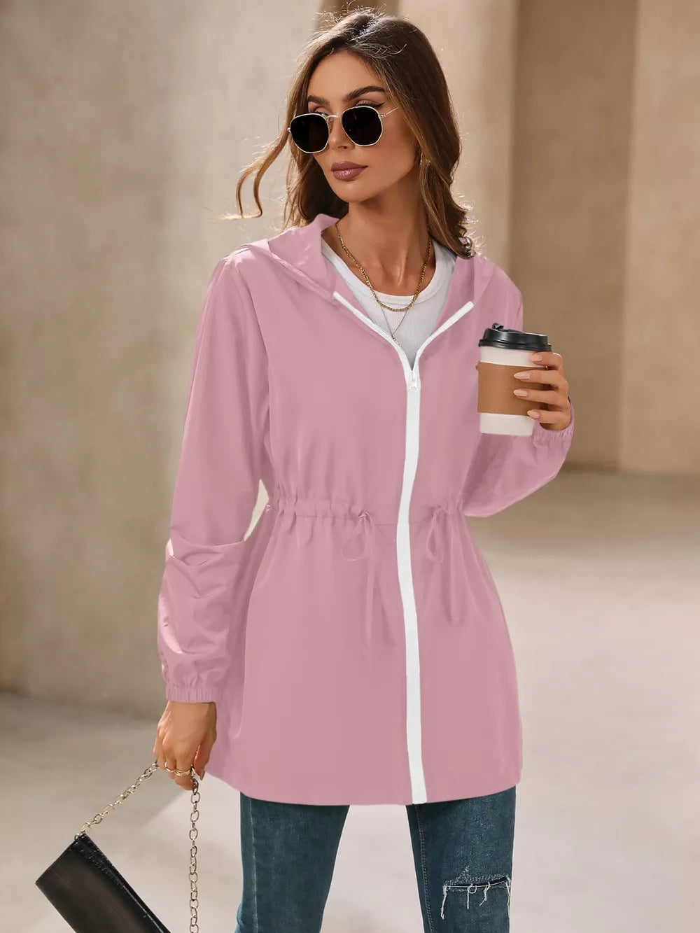 Outdoor Waterproof Long Sleeve Hooded Windbreaker (9)