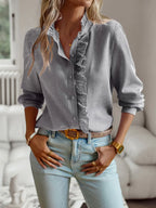 Ruffle Trim Long Sleeve Shirt (9)