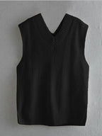 Ribbed V-neck Sleeveless Sweater Vest (3)