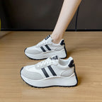 Side Striped Lace Up Platform Athletic Sneakers (5)