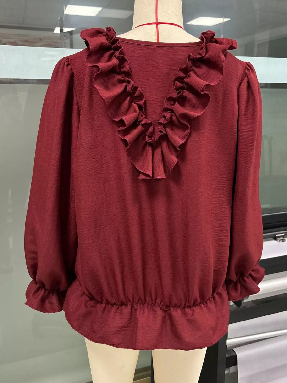 Ruffle V-neck Long Sleeve Blouse (12)