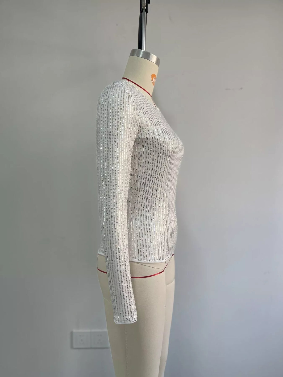 Sequin Long Sleeve Crop T-shirt (17)
