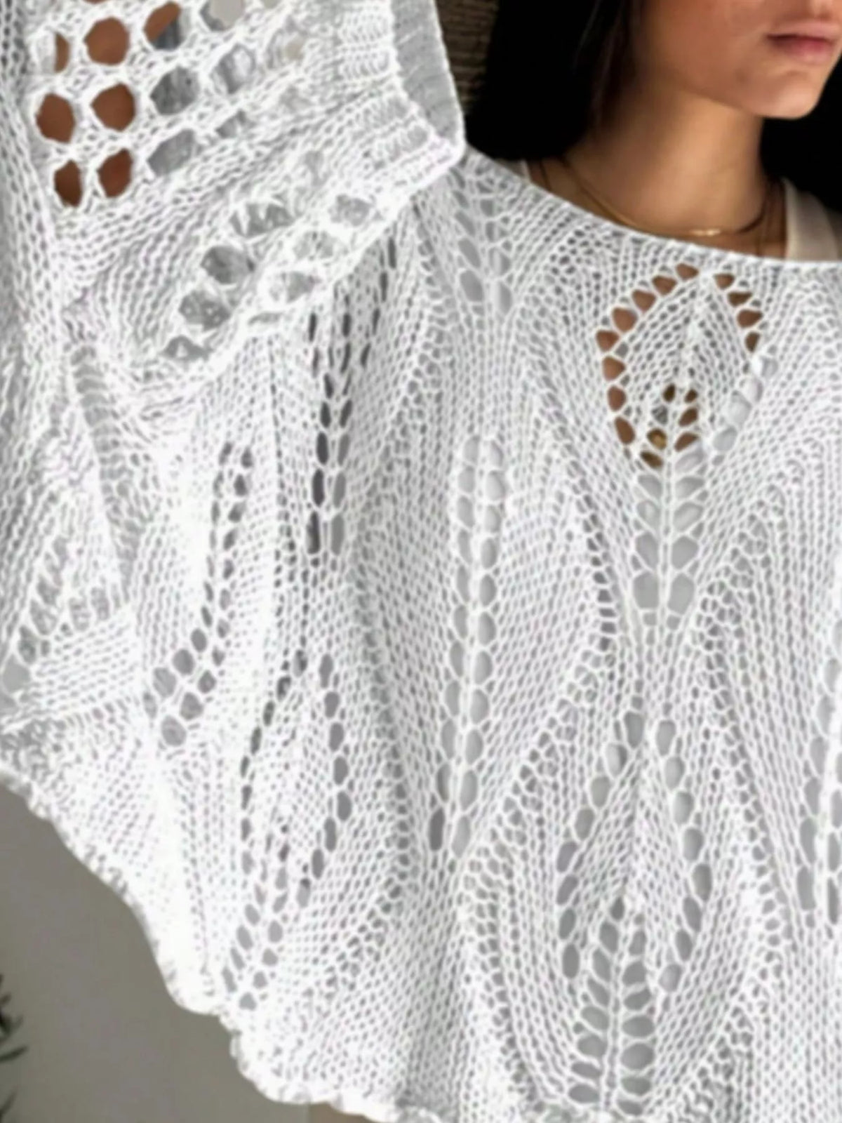Boat Neck Crochet Knit Cover Up (8)