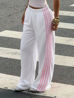 High-waisted Wide-leg Track Pants Side Stripes (18)