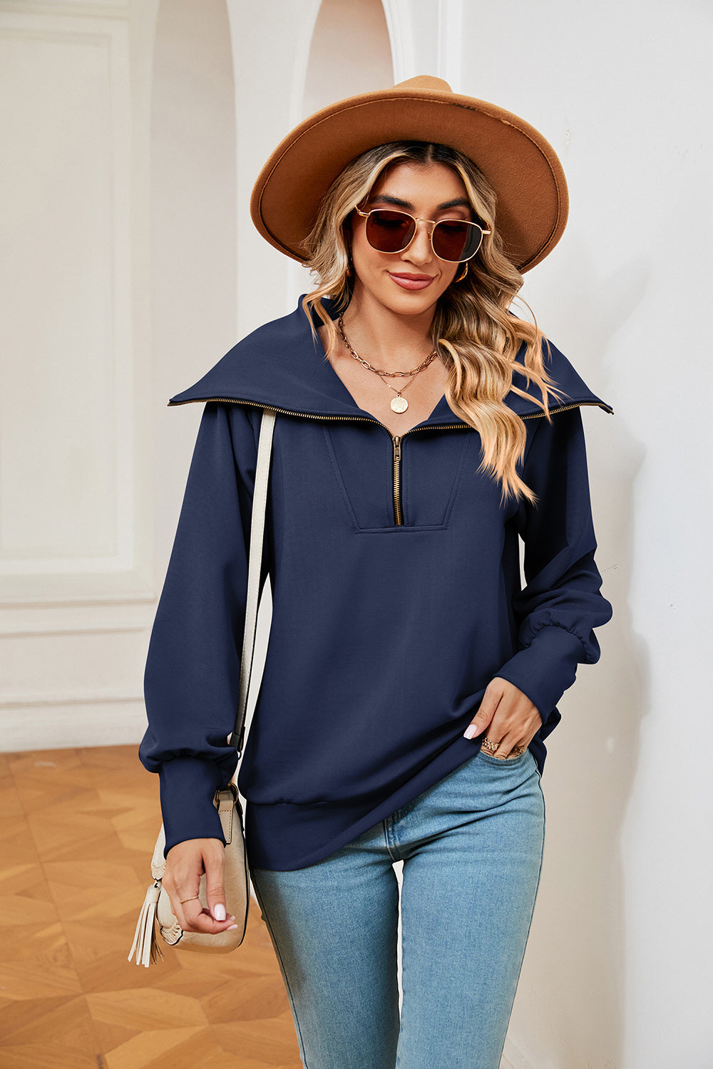 Half-zip Collared Sweatshirt