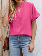 Notched Short Sleeve Blouse (13)