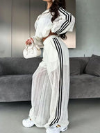 Side Stripes Zip Up Top Pants Set (9)