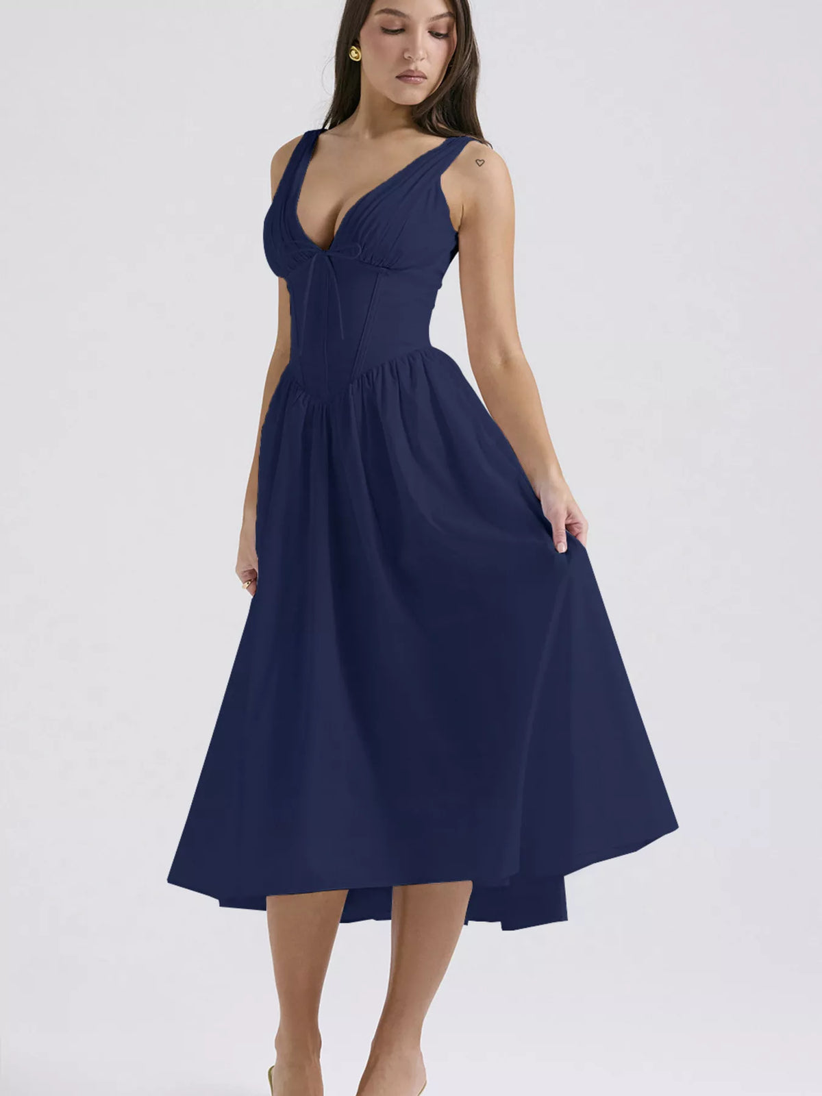 V-neck Sleeveless Midi Dress (17)