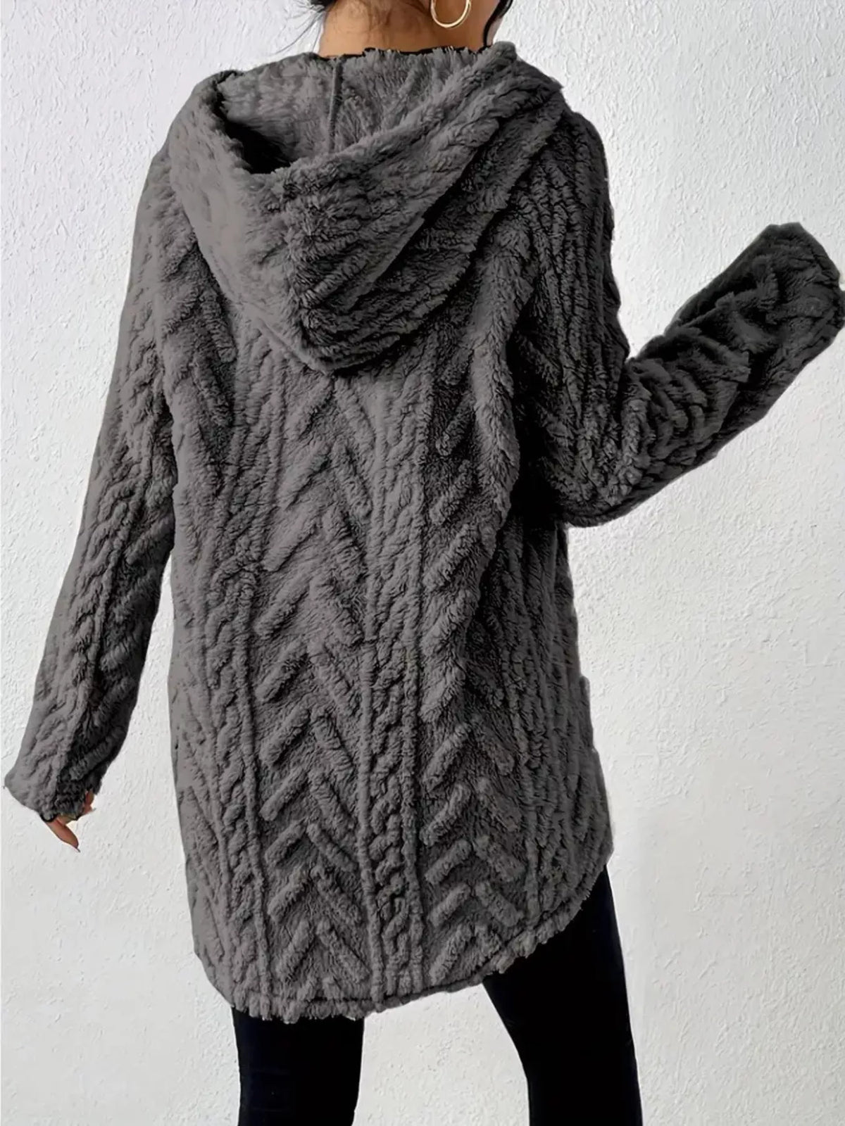 Cozy Textured Drawstring Fleece Hoodie (17)
