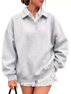 Button Detail Dropped Shoulder Sweatshirt