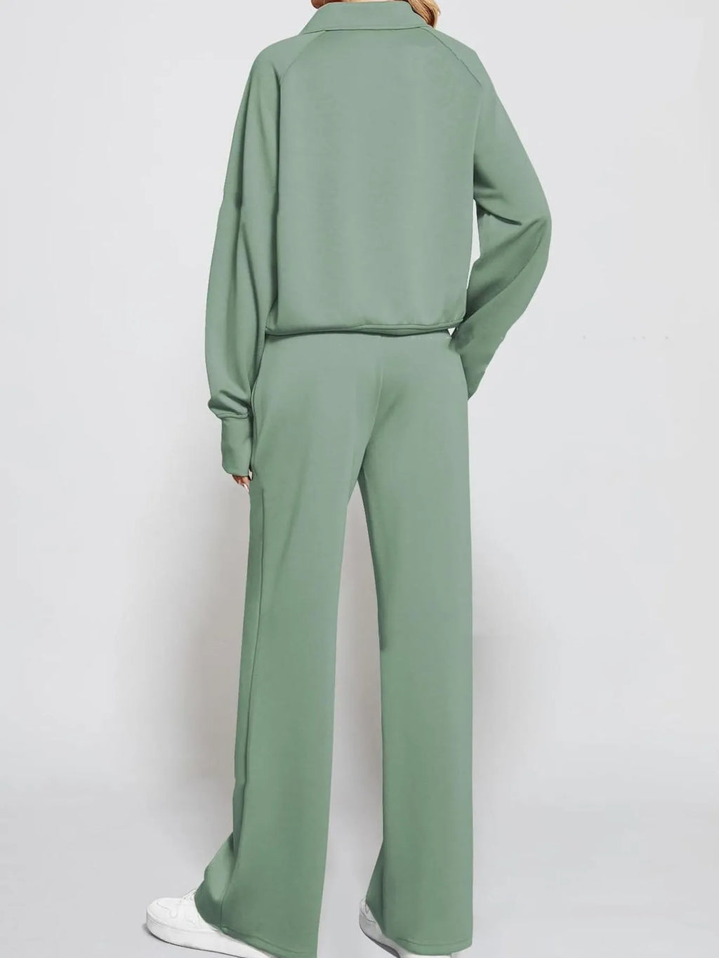 Half Zip Long Sleeve Top Pants Set (11)