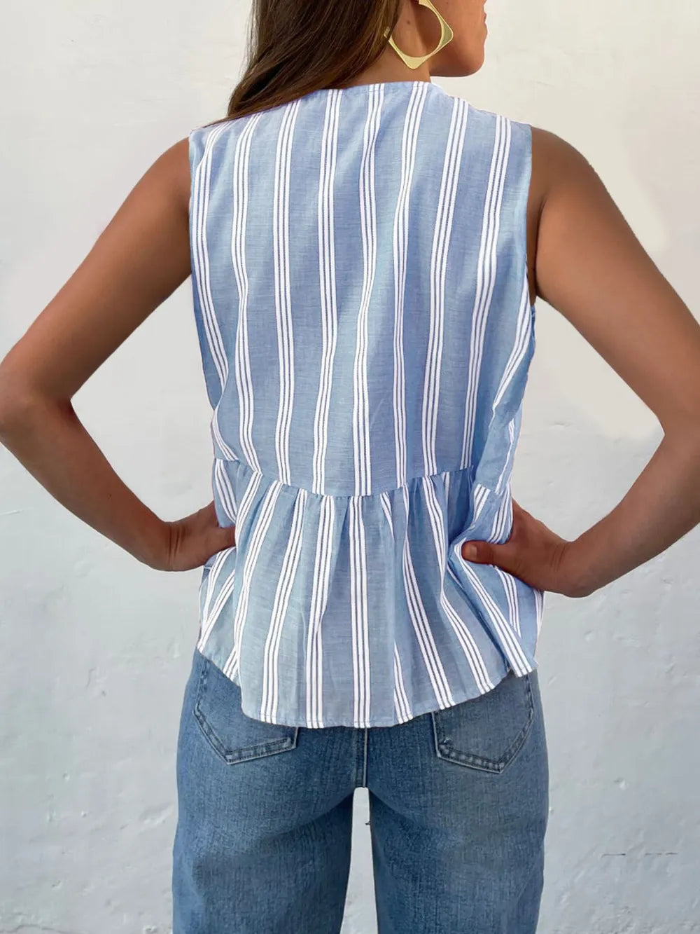 Tied Striped Round Neck Tank (2)