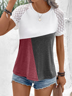Block Raglan Sleeve Round Neck Tee (12)