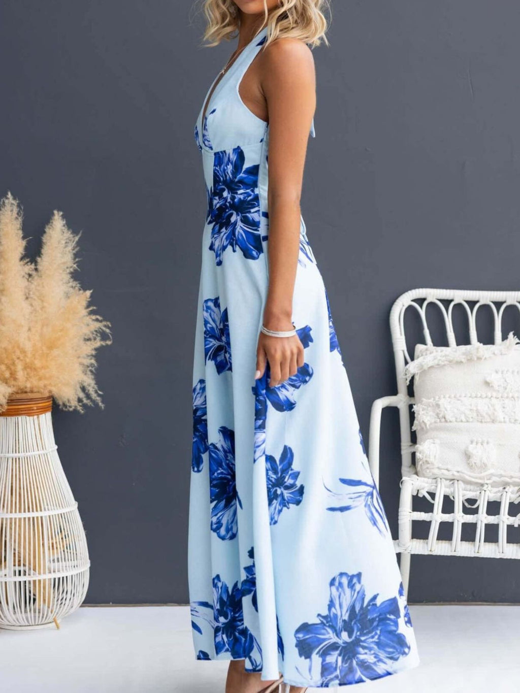 Floral Print Halter Neck Maxi Dress (16)