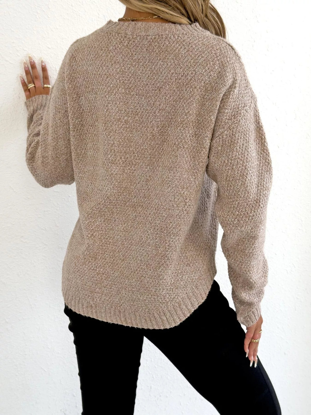 Lace Bow Embroidered Round Neck Sweater (4)