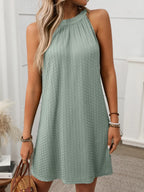 Textured Grecian Neck Mini Dress (4)