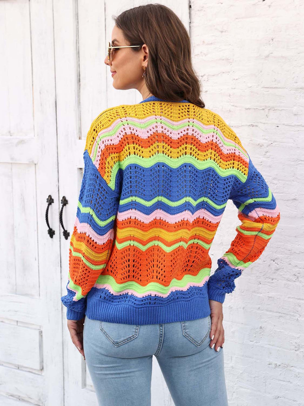 Open Front Openwork Cardigan (2)