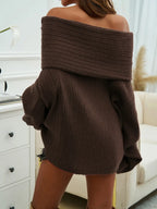 Off-shoulder Extra-long Sleeve Sweater (21)