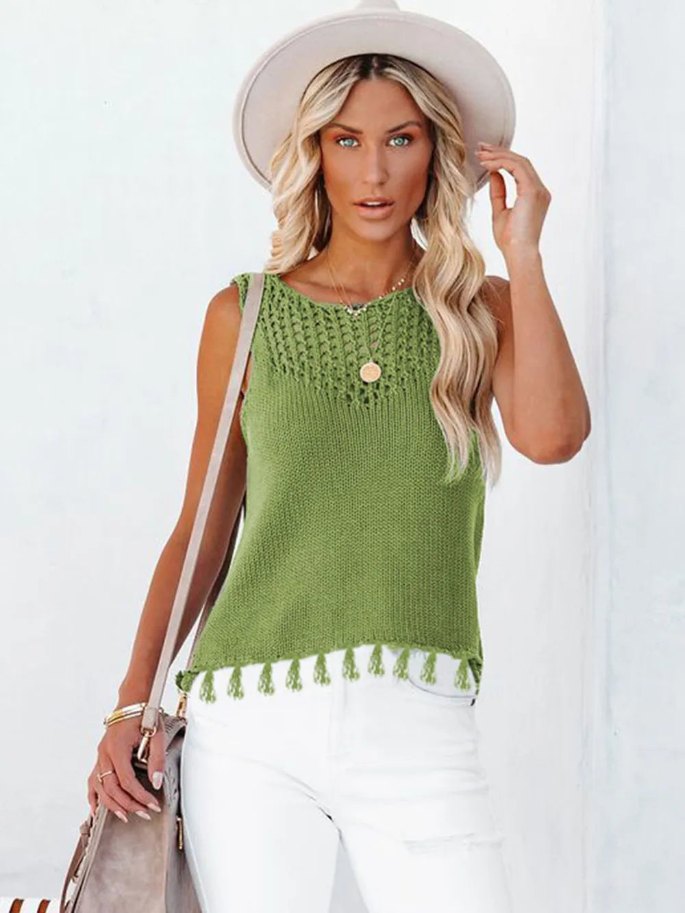 Cutout Tassel Round Neck Tank (13)