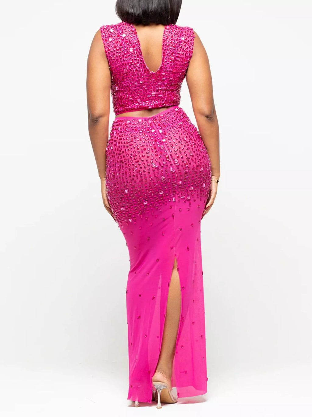 Rhinestone Sleeveless Top Skirt Set (5)