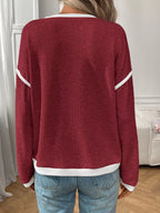Ribbed Knit Contrast Trim Sweater (10)