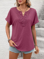 Lace Trim Short Sleeve T-shirt (27)