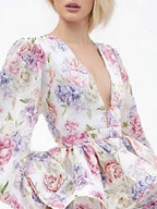 Floral Print Ruffle Layered Mini Dress (2)